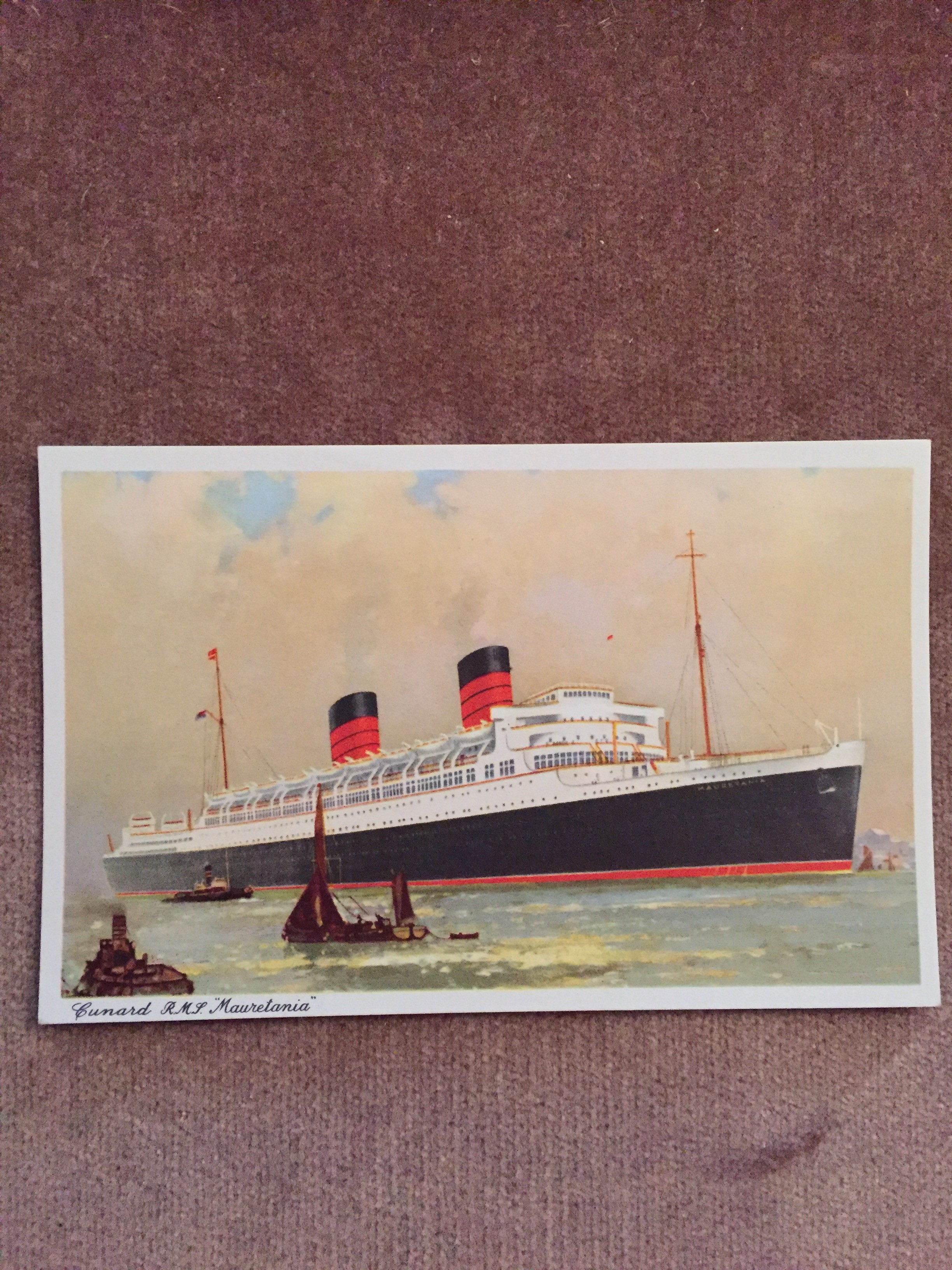 UNUSED COLOUR POSTCARD FROM THE OLD CUNARD WHITE STAR LINE VESSEL THE MAURETANIA